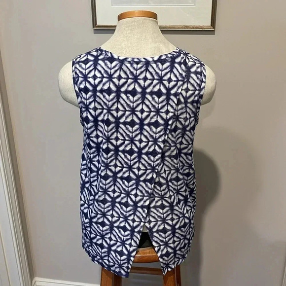 Athleta - Breezy Bella Split Back Tank Blue Geometric Ikat Print - Size Small - Picture 5 of 9